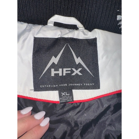 HFX Women's White Hooded Puffer Coat Winter Warm Full Zip XL - Picture 7 of 9